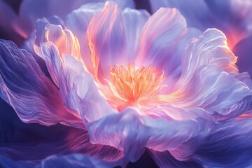 Close-up of a Delicate Pink and White Flower with Golden Center
