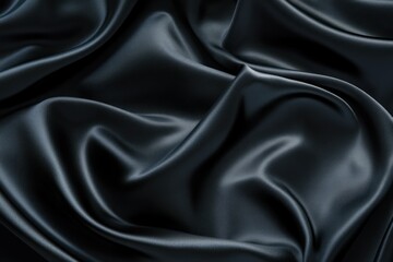 Fototapeta premium Abstract Draped Black Satin Fabric Background