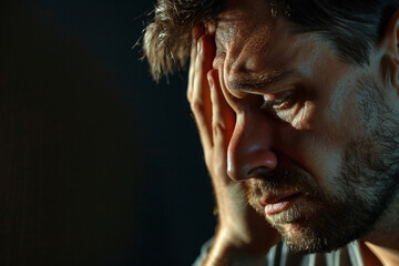 Obraz premium Generative AI creative illustration of desperate person with mental disorder health problems