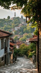 Fototapeta premium Cityscape of the seaside with beautiful views of residential buildings on the mountain.