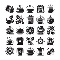 Coffee Beans Black silhouette vector on white background 