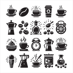 Coffee Beans Black silhouette vector in white background 