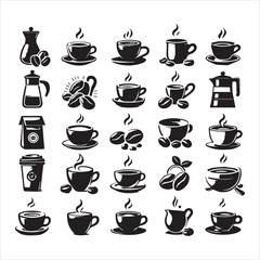 Coffee Beans Black silhouette vector in white background 