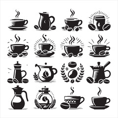 Coffee Beans Black silhouette vector on white background 