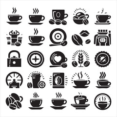 Print Coffee Beans Black silhouette vector in white background 
