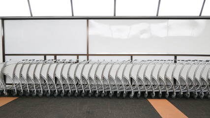 white trolley cart in airport for tourist