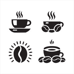 Print Coffee Beans Black silhouette vector in white background 
