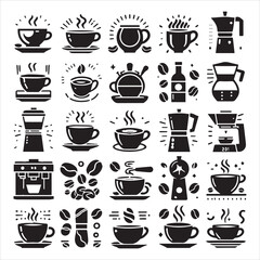 Coffee Beans Black silhouette vector in white background 