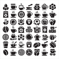 Print Coffee Beans Black silhouette vector in white background 
