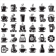 Coffee Beans Black silhouette vector in white background 