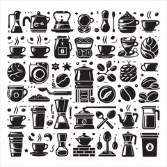 Coffee Beans Black silhouette vector in white background 