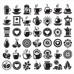 Print Coffee Beans Black silhouette vector in white background 
