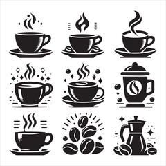 Print Coffee Beans Black silhouette vector in white background 
