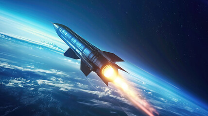 Obraz premium hypersonic missile in high speed flight.