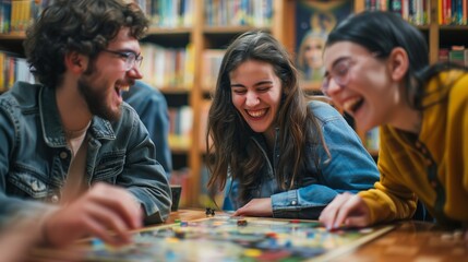 Fototapeta premium Friends Enjoying Game Night