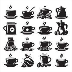 Coffee Beans Black silhouette vector in white background 