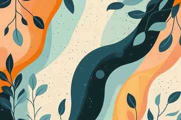 Naklejka premium Dreamy Combination of Pastel Shapes and Lines Flowing Together in Organic, Whimsical Pattern