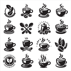 Coffee Beans Black silhouette vector in white background 