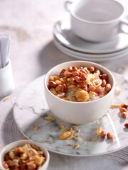 Rice Porridge, Chicken porridge or bubur ayam, asian traditional dish, popular for breakfast menu