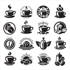 Coffee Beans Black silhouette vector in white background 