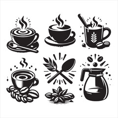 Coffee Beans Black silhouette vector in white background 