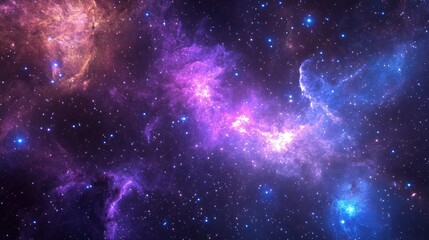 Naklejka premium Purple and blue stars in a space background 