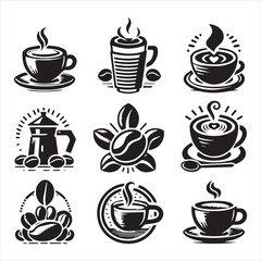 Coffee Beans Black silhouette vector in white background 