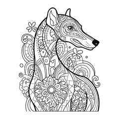 Greyhound dog illustration coloring page - coloring book