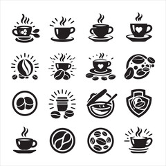 Print Coffee Beans Black silhouette vector in white background 
