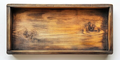 Obraz premium Rustic Wooden Tray on a White Background