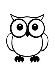 Fototapeta premium An adorable, simple owl coloring page designed for young children to spark creativity and fine motor skills during art time