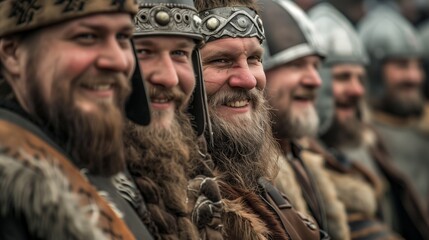 Fototapeta premium Viking Warriors in Traditional Costumes