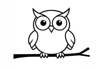 Naklejka premium A delightful and simple owl coloring page perfect for toddlers to explore creativity and develop motor skills while having fun