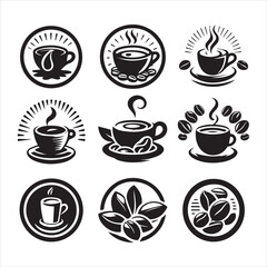 Print Coffee Beans Black silhouette vector in white background 
