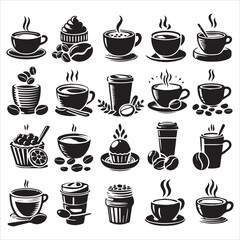 Print Coffee Beans Black silhouette vector in white background 
