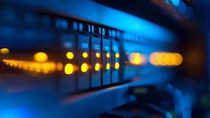 Naklejka premium Network Security Appliances such as Firewalls Routers and Switches Installed in a Well Organized Data Center Setup for Secure Information Technology Infrastructure