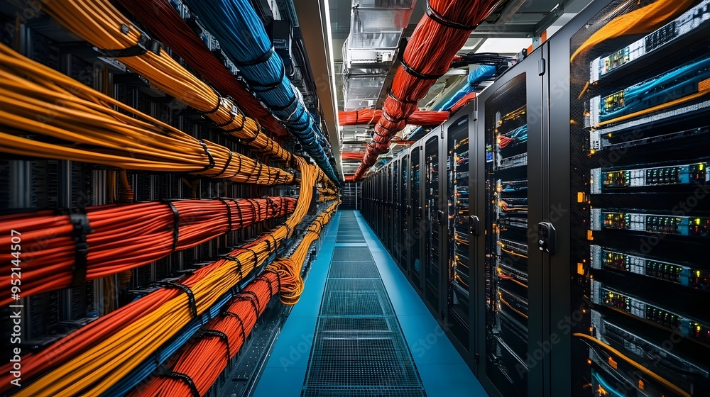 Poster organized and efficient network cabling infrastructure in a state of the art data center facility sh