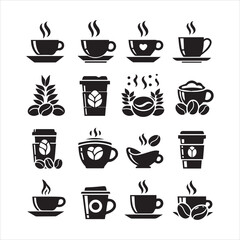 Print Coffee Beans Black silhouette vector in white background 
