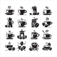 Print Coffee Beans Black silhouette vector in white background 
