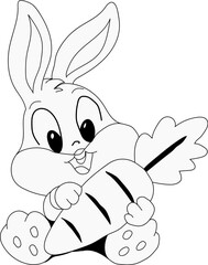 Hand drawn rabbits outline illustration