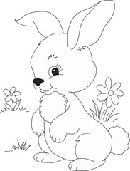 Hand drawn rabbits outline illustration
