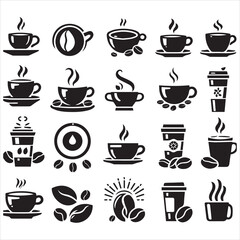 Print Coffee Beans Black silhouette vector in white background 
