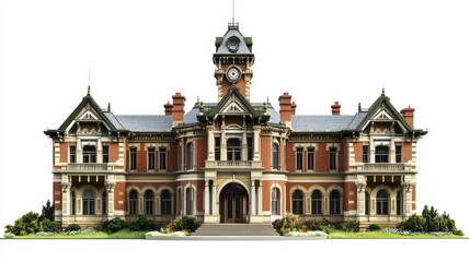Fototapeta premium A grand historical building featuring intricate architectural details and a clock tower.