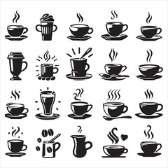Print Coffee Beans Black silhouette vector in white background 
