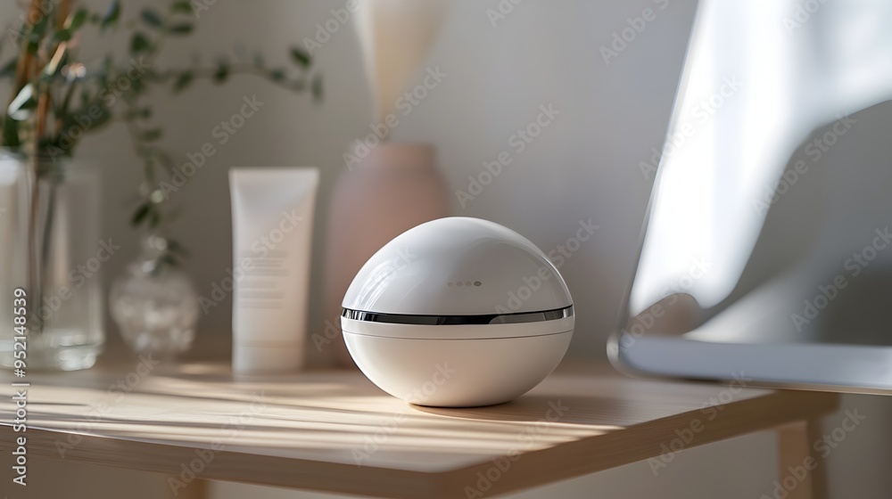 Poster advanced connected skincare device showcasing real time analysis and monitoring of skin condition wi