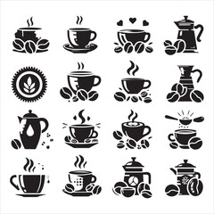 Print Coffee Beans Black silhouette vector in white background 
