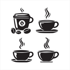Print Coffee Beans Black silhouette vector in white background 
