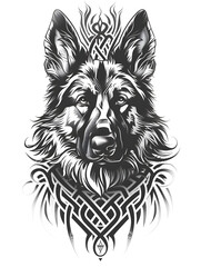 Obraz premium German Shepherd Dog head very simple traditional tattoo flash styles illustration