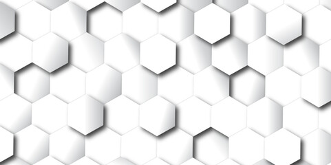 Abstract pattern with hexagonal white and gray technology line paper background. Hexagonal 3d vector grid tile and mosaic structure simple style hexagonal graphic concept. Futuristic surface design.	
