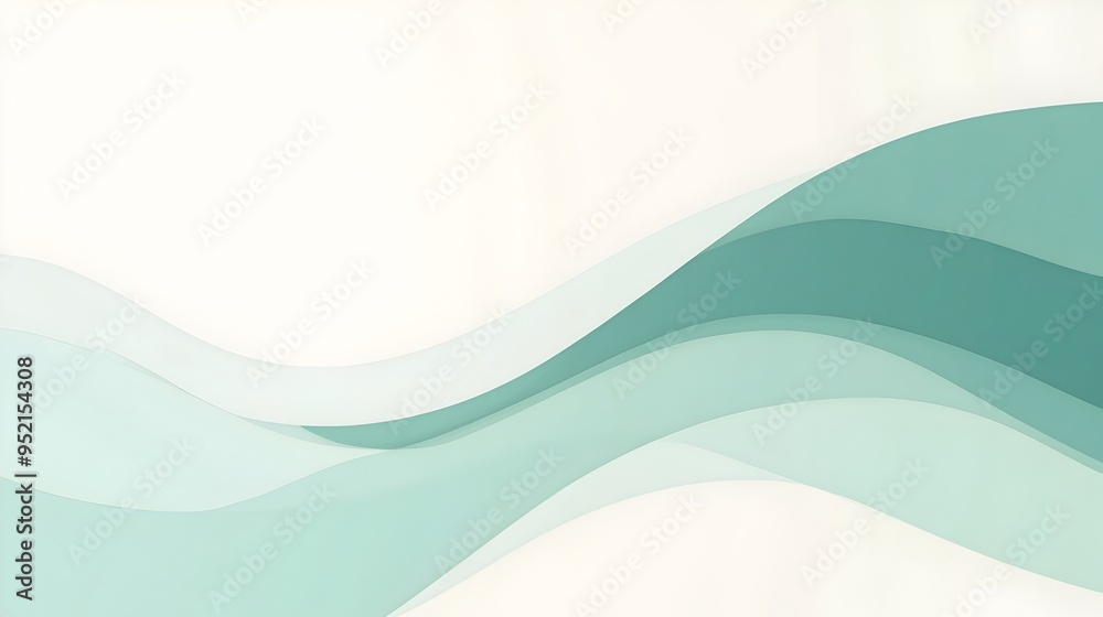 Poster Minimalistic slide background with soft blending of teal and mint green colors leaving a blank space in the center for adding content  Clean modern and elegant design template